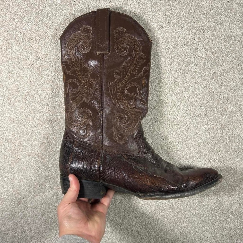 Vintage men's brown leather western cowboy boots Size 12 EE